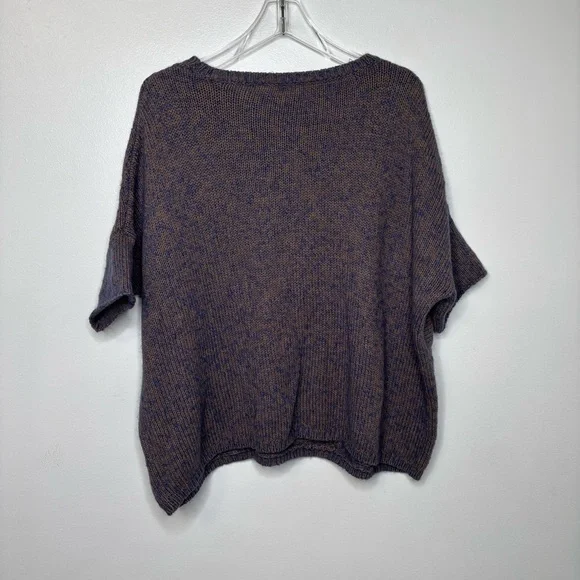 MOTH Open-Knit Short Sleeve Sweater Women’s M/L Brown Blue Textured Cotton Blend - Picture 4 of 7